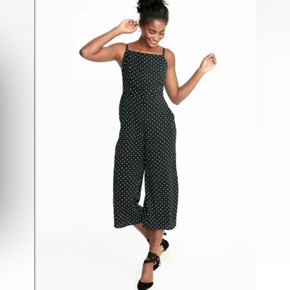 Old Navy Black and White Polka Dot Jumpsuit Size Small - Picture 1 of 13